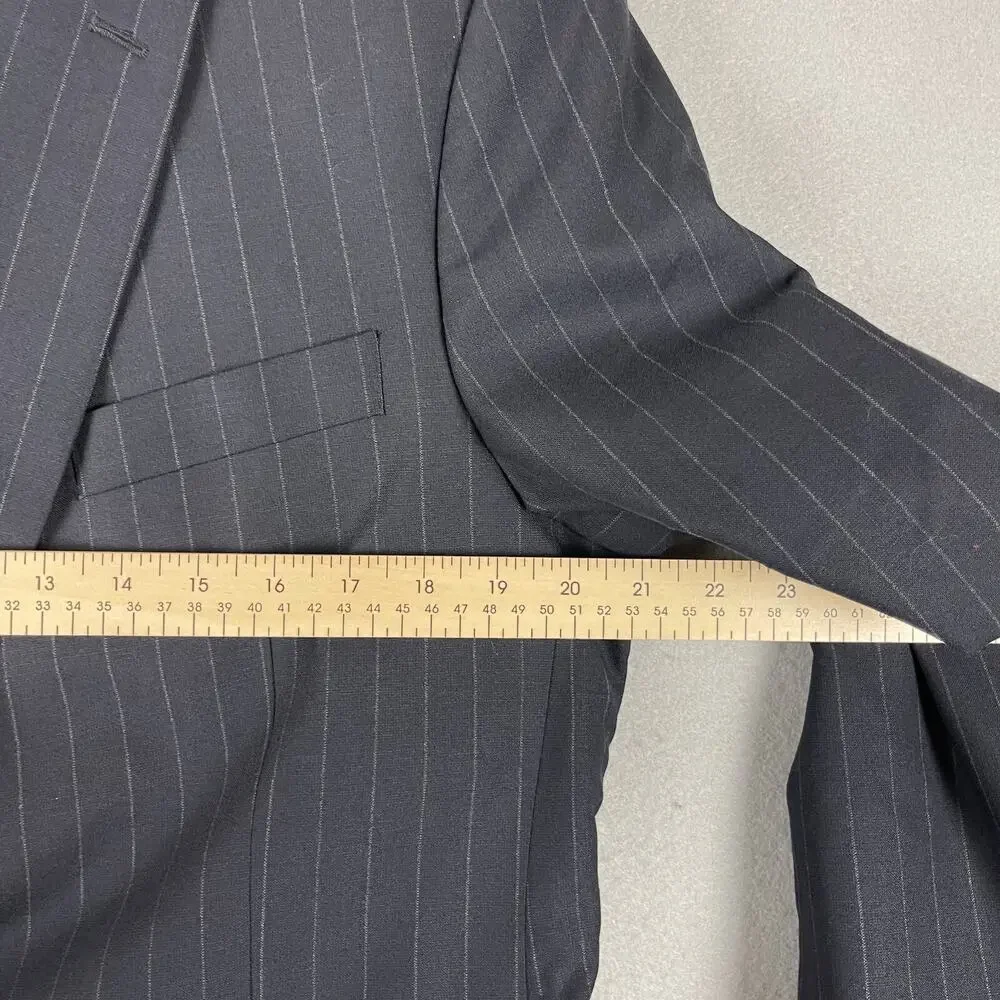Brooks Brothers 346 Wool Blazer Sport Coat Mens 40R Blue Striped Wool Stretch